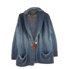 RALPH LAUREN (ラルフローレン) HAND KNIT ネイティブ コンチョ ボタン ハンドニット グラデーション カーディガン ショールカラー セーター インディゴ/ブルーのサムネイル