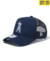 【ムラスポ公式】新品 NEW ERA ニューエラ キャップ 帽子 9FORTY A-Frame トラッカー MLB Typewriter タイプライター ロサンゼルス・エンゼルス ネイビー 14109714
