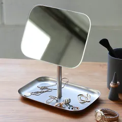 新品 DULTON ダルトン レクタンブルミラー ウィズ トレイ アクセサリー 卓上鏡 トレー 小物入れ プレゼント ギフト 贈り物