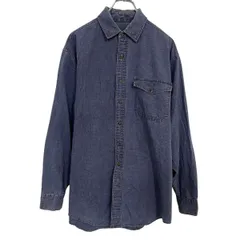 長袖 ストライプシャツ L～ ネイビー 胸ポケット 長袖シャツ トップス 春物 a710-5775