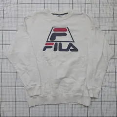 ◇ ⊇ FILA フィラ ロゴボックス 長袖 プリントトレーナー サイズM ホワイト系 レディース E  【1508200022178】