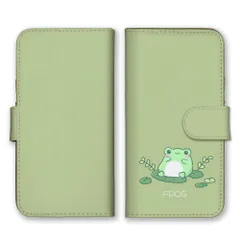 iPhone 12 iPhone12Pro ケース 手帳型 アイフォン12 スマホケース 携帯ケース カエル かえる フロッグ 可愛い かわいい 雨 梅雨 蓮 イラスト グリーン シンプル カラー05