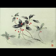 明日まで限定値引き！日本画家 吉田登穀 真作 肉筆 絹色紙画 - メルカリ