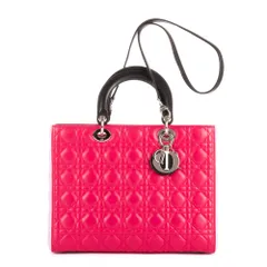 [中古] DIOR ディオールラージ レディ ディオール ジップ黒、ピンク、紫カナージレザーA