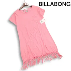 【新品 未使用】 BILLABONG ビラボン 春夏★ フリンジ 半袖 Tシャツ ワンピース カットソー チュニック Sz.M レディースのサムネイル