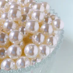アイボリー ツヤパールビーズ 12mm 10mm 8mm 6mm 4mm 両穴 ハンドメイド アクセサリーパーツ
