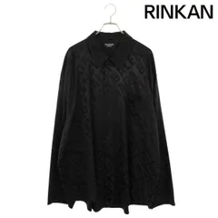 バレンシアガ 681812 TLO58 ジャガードロゴ総柄サテン長袖シャツ  