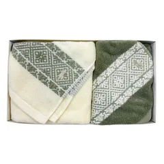 【未使用品】POLO RALPH LAUREN ポロ ラルフローレン フェイスタオル タオルセット 2枚 イートン ホワイト グリーン 白色 緑色 綿 コットン ギフトセット