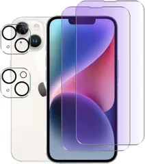 【在庫処分】【2+2 枚セット】 apple iphone14 ブルーライトカット 6.1インチ フィルム 高透過率 ガラスフィルム 目に優しい アイフォン14 強化ガラス いpほね14 14 液晶 保護フィルム 国産旭硝子素材 iPhone 硬度9H 指紋防