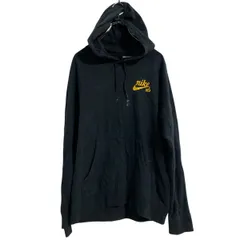 NIKE SB プリントスウェット パーカー ナイキ S ブラック イエロー バックプリント 裏起毛 スポーツ 古着卸 アメリカ仕入 a610-7769