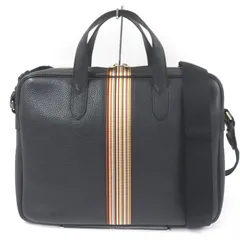 未使用品□Paul Smith ポールスミス 5538 A40009 PORTFOLIO マルチストライプ 2WAY レザー ブリーフケース ショルダーバッグ ビジネスバッグ ブラック 保存袋付き メンズ