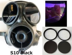 イギリス軍S10ガスマスク用レンズ　ブラック　黒 GasMask　外付けリング付