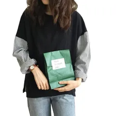 [ReiLuana] 長袖 tシャツ レディース トップス ゆったり 体型 カバー 細見え 着心地 通勤 通学 (L, ブラック) [ブラック] [L]