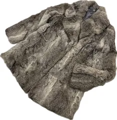 リアルファー ☆ 毛皮 ファーコート グレー系 ジャケット コート ブラウン L 秋冬 休日 色気 リッチ パーティー ゴージャス 人気■FA313