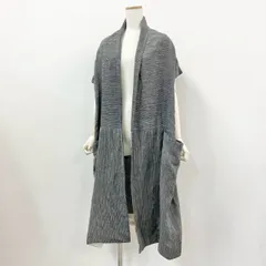 49l6 LIMI feu リミフゥ リネンロングジレ ベスト 羽織 日本製 リミヤマモト Sサイズ グレー リネン ナイロンのサムネイル