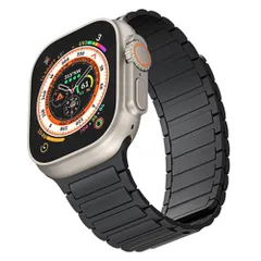 キッソス（ＫＩＳＳＯＳ） Apple Watch アップルウォッチ シリコン バンド ベルト 49mm 45mm 44mm 42mm ultra ウルトラ スポーツ 男女兼用 (ブラック) [ブラック]