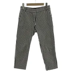シップス SHIPS パンツ スリム クロップド丈 ストレッチ コットン混 ギンガムチェック ブラック 黒 ホワイト 白 36