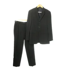 アルマーニ コレツィオーニ ARMANI COLLEZIONI シングルスーツ 2点セット テーラードジャケット 背抜き スラックス ストライプ 総柄 44 S 黒 ブラック /AO5 ■GY27