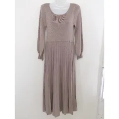 ◇ archives アルシーヴ ラメ 長袖 ロング ニット ワンピース サイズF ブラウン ゴールド レディース  【1203170001634】