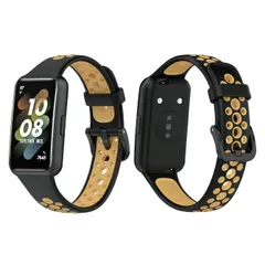 [ブラック×イエロー] Huawei Band 7 バンド Huawei Band 7 ベルト Huawei Band7 シリコン ファーウェイ バンド 7 バンド ファーウェイ バンド 7 ベルト ファーウェイ バンド7 アクセサリー 交換バンド 交換ベルトのサムネイル