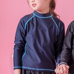 【紺×青】男女兼用長袖スクールラッシュガード　ファスナーなしかぶりタイプ TAK　キャサリンコテージ