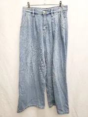 ◇ Θ AZUL BY MOUSSY タック ワイド デニム ジーンズ パンツ サイズM ブルー レディース P  【1409090045288】