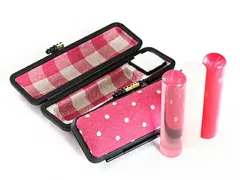 ◇印鑑 はんこセット 全3色 印鑑セット ケース付き 銀行印 実印 13.5mm アタリ付き 印鑑ケース かわいい ピンク色 キャンバス 水玉 ケース付セット 朱肉付き 旧字 特殊文字 作成 OK おしゃれ 女性 プレゼントやギフト 成人祝い