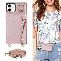 iPhone 11 スマホ 携帯 用 ケース 背面ポケット付き ミラー付き 携帯ストラップ 肩掛け 斜めがけ iPhone 11 スマホケース スマホケース アイフォン11 肩掛け 首かけ 斜めがけ ショルダー 女性 クロスボディショルダーストラップ おしゃれ