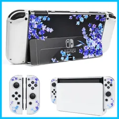 ケース 有機elモデルケース ケース 分離式カバー 用 TPU素材 透明スイッチカバー 用 超軽量 クリアOLED 耐衝撃 カバー 傷つけ防止 ニンテンドースイッチ有機el 全面保護 取り外し簡単 OLED 押し花 Switch 可愛い DLseego パープ