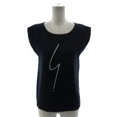 アニエスベー agnes b. カットソー フレンチスリーブ ロゴ プリント 日本製 ネイビー 紺 ホワイト 白 1