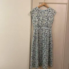 39 UNTITLED アンタイトル 花柄 フラワー ジャガード　ワンピース シャツ ロング 青　お呼ばれ　デート　オフィスカジュアル　食事会　可愛い　お出かけ　上品