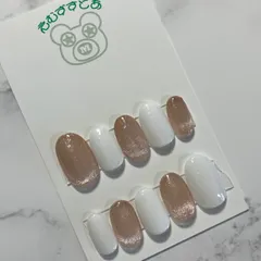 ⑳【ネイルチップ】ジェルネイル マグネットネイル ピンクベージュ ホワイト オフィスネイル シンプルネイル 大人ネイル オリジナル サイズ変更可 オーダー受付中