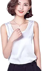 Formanism シンプル シフォン シルク ノースリーブ タンクトップ カラバリ レディース ホワイト( ホワイト M,  Medium)