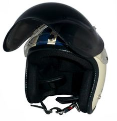 新品！ ZK-300 スモールジェット 内装着脱式 【アイボリー/ネイビー】+ダークスモークバブル（劣化防止UVカット＆ハードコート加工済）+フリップアップ SG公認 PSC認可 全排気量対応 盗難防止金属ホルダー ※フリーサイズ(57～60㎝)