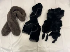 N  処分価格【中古品】ファー マフラー 3点セット レディース メンズ おしゃれ あたたかい 高級感 上品