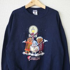 USA製 アメリカ製 90s 90年代 ジャージーズ JERZEES スウェット キャラクター アメリカン チョコレート ネイビー 紺 XLサイズ 古着【UR-0583】