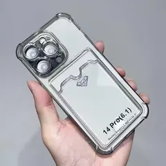 カード収納付き iPhone 11 12 13 15 ケース 耐衝撃ケース スマホケース 高級オリジナル 耐衝撃 透明ケース　傷に強い　iPhone 透明カバー クリアバックカバー クリアケース 携帯ケース スマホショルダー TPUのサムネイル