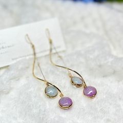 紫陽花/丸型ピアス/パープル×ブルー/ひねりダブルロング/フック