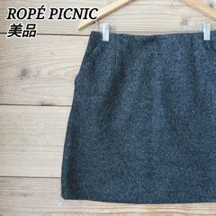 美品✨ ロペピクニック ROPE’ PICNIC ミニ スカート 台形 タイト 膝上丈 ウール混 wool 毛 起毛 グレー 灰色 シンプル 通勤コーデ オフィス カジュアル 裏地 きれいめ 大人カジュアル Mサイズ相当