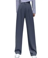 [Elixio] [エリクシオ] ワイドパンツ スラックス レディース パンツ ズボン ストレート ロング 秋 秋冬 ハイウエスト 体型カバー 大きいサイズ 通勤 オフィス 脚長効果 きれいめ 通年 (JP, アルファベット, M, グレー [グレー] [M]