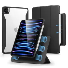 【人気商品】2対応 Rebound Pencil 縦置き/横置きスタンド 取り外し可能マグネットカバー Pencilホルダー付き 360シリーズ 2020/2018)専用 第4/3/2/1世代(2022/2021/ ケース 11インチ ブラック Pro iPa