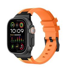 アップルウォッチバンド（Apple Watchバンド）プレミアムリキッドシリコンバンド【ブラックオレンジ】42mm/44mm/45mm/46mm/49mm対応 [BELTIES]