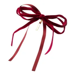 【ボルドー×ワンサイズ】[Cream dot. クリームドット公式] ヘアアクセサリー レディース ポニーフック ヘアフック ヘアカフス ヘアゴム 大人っぽい リボン 異素材 サテン 光沢 ベルベット 大人 上品 エレガント  