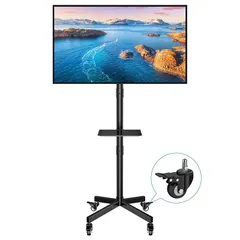 FORGING MOUNT テレビスタンド 23-60インチ対応移動式 tvスタンド キャスター付きテレビ台 ハイタイプ 角度調節可能 棚付き 耐荷重40kg VESA400X400mmまで 省スペース 家用 業務用 展示用 [並行輸入品] 0