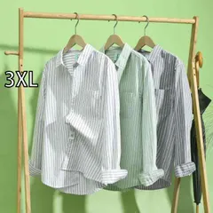 [3XL]春 コーデ メンズ 用 服 シンプル ファッション オシャレ 大人 かっこいい 紳士服 長袖 綿 コート 春秋 ストライプシャツ  カジュアル 通勤スタイル 重ね着コーデ ゆったりシルエット 軽アウター