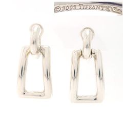 TIFFANY&Co. ピアス 925 ビスケイン ドロップ レクタングル SV シルバー 美品 レア 2002 ティファニー ◆送料込◆質屋-9982