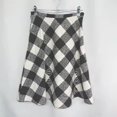 ◇ ⊇ NATURAL BEAUTY BASIC ギンガムチェック柄 膝丈 フレア スカート サイズM ブラック ホワイト レディース E  【1409100056310】