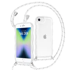 】/ iPhone7 / ケース クリア TPUカバー iPhone8 ショルダー おしゃれ 韓国 SE2 可愛い ウェーブ ソフト 用/iPhone 滑り止め 薄型 軽量 第3世代 耐衝撃 スマホケース ストラップ付き SE アイフォン SE3 SE2 iP