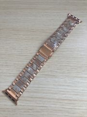 38/40mm アップルウォッチ バンド 調整器具付属 ベルト ステンレス Apple Watch ピンク×ホワイト 38P×W2
