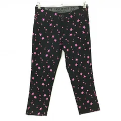 【美品】エドウィン 七分丈パンツ 黒×ピンク 星柄 ストレッチ フェイクポケット  レディース M ゴルフウェア EDWIN GOLF